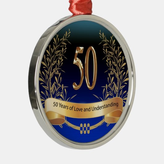 Elegant 50th Wedding Jubileum Gifts Metalen Ornament (Rechts)