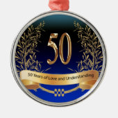 Elegant 50th Wedding Jubileum Gifts Metalen Ornament (Voorkant)