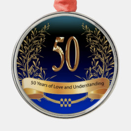 Elegant 50th Wedding Jubileum Gifts Metalen Ornament