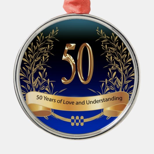 Elegant 50th Wedding Jubileum Gifts Metalen Ornament (Voorkant)