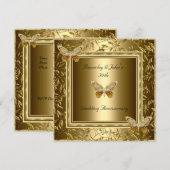 Elegant 50th Wedding Jubileum Gold Butterfly Kaart (Voorkant / Achterkant)