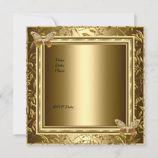 Elegant 50th Wedding Jubileum Gold Butterfly Kaart (Achterkant)