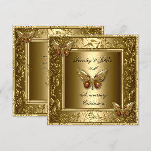 Elegant 50th Wedding Jubileum Gold Butterfly Kaart