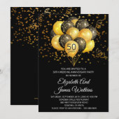 Elegant 50th Wedding Jubileum Gold en zwart Kaart (Voorkant / Achterkant)