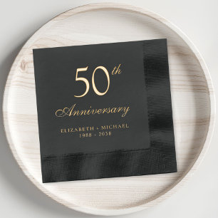 Elegant 50th Wedding Jubileum Gold Folie Servetten