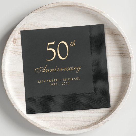 Elegant 50th Wedding Jubileum Gold Folie Servetten