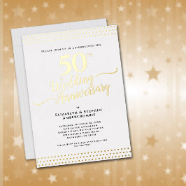 Elegant 50th Wedding Jubileum Gold Folie Uitnodiging