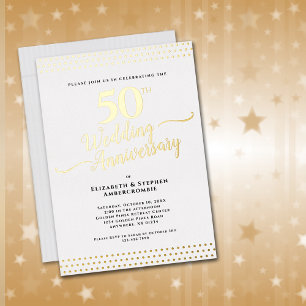 Elegant 50th Wedding Jubileum Gold Folie Uitnodiging