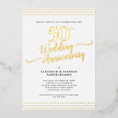 Elegant 50th Wedding Jubileum Gold Folie Uitnodiging (Voorkant)