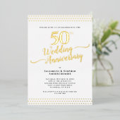 Elegant 50th Wedding Jubileum Gold Folie Uitnodiging (Staand Voorkant)