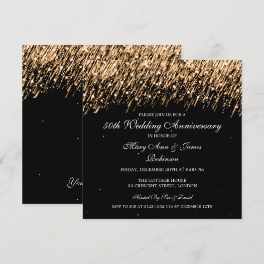Elegant 50th Wedding Jubileum Gold Stars Kaart (Voorkant / Achterkant)