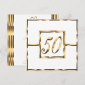 Elegant 50th Wedding Jubileum Invitation Gold Notitiekaartje (Voorkant / Achterkant)