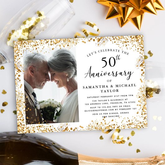 Elegant 50th Wedding Jubileum Kaart