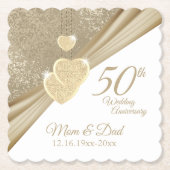 Elegant 50th Wedding Jubileum Kartonnen Onderzetters (Voorkant)