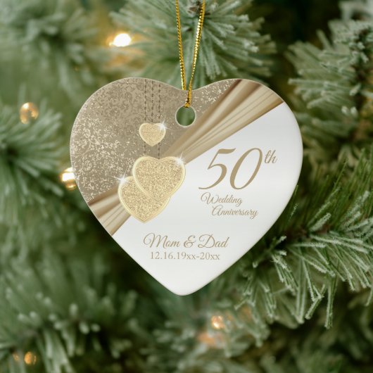 Elegant 50th Wedding Jubileum Keramisch Ornament (Boom)