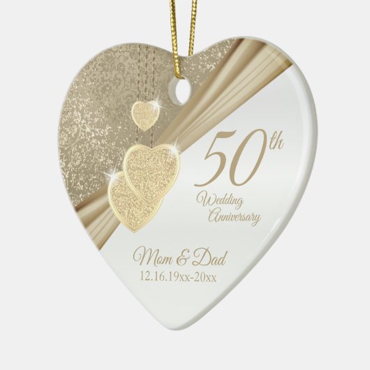 Elegant 50th Wedding Jubileum Keramisch Ornament (Links)