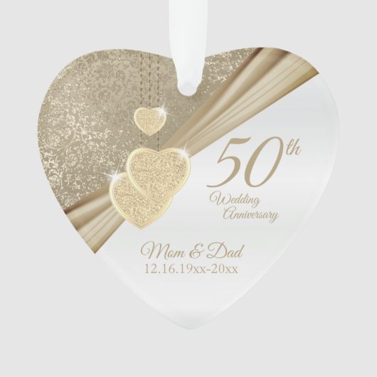 Elegant 50th Wedding Jubileum Ornament (voorkant)