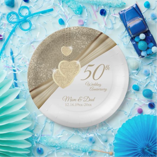 Elegant 50th Wedding Jubileum Papieren Bordje (Feest)