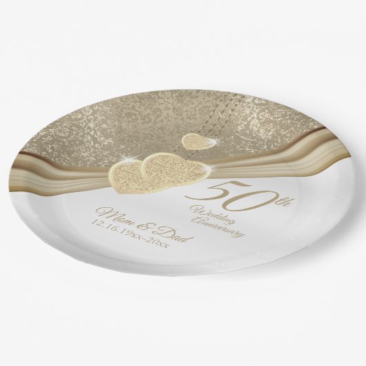 Elegant 50th Wedding Jubileum Papieren Bordje (Gekanteld)