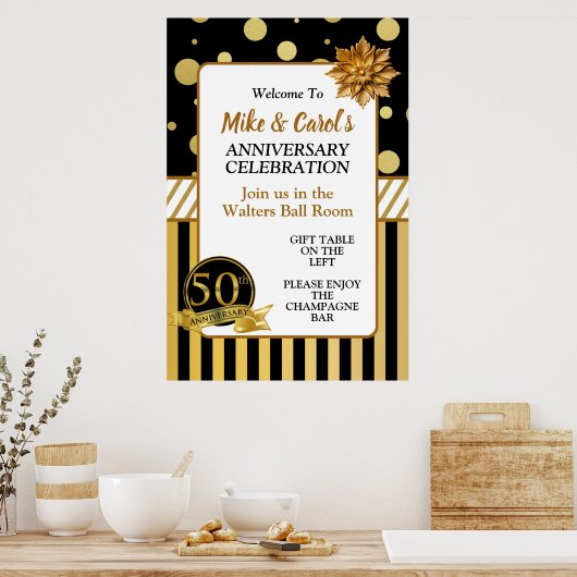 Elegant 50th Wedding Jubileum Poster (Keuken)