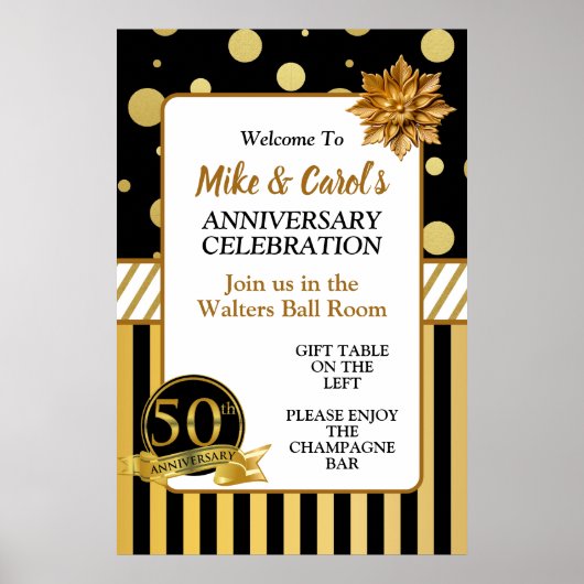 Elegant 50th Wedding Jubileum Poster (Voorkant)