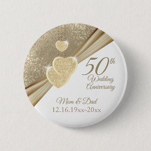 Elegant 50th Wedding Jubileum Ronde Button 5,7 Cm