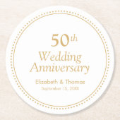 Elegant 50th Wedding Jubileum Ronde Kartonnen Onderzetter (Voorkant)