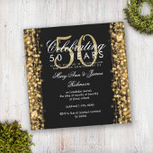 Elegant 50th Wedding Jubileum Sparkles Gold Kaart