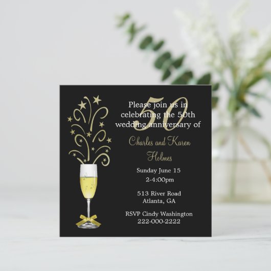 Elegant 50th Wedding Jubileum Uitnodiging (Staand voorkant)