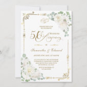 Elegant 50th Wedding Jubileum Uitnodiging (Voorkant)