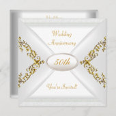 Elegant 50th Wedding Jubileum White Gold Kaart (Voorkant / Achterkant)
