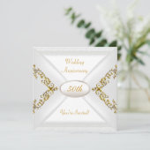 Elegant 50th Wedding Jubileum White Gold Kaart (Staand voorkant)