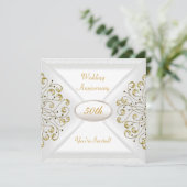 Elegant 50th Wedding Jubileum White Gold Kaart (Staand voorkant)
