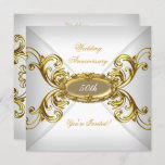 Elegant 50th Wedding Jubileum White Gold Kaart<br><div class="desc">Elegant 50th Wedding Jubileum White Gold Event Party,  Birthday,  Celebration Party Invitation. Pas je aan met je eigen gegevens.</div>