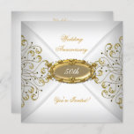 Elegant 50th Wedding Jubileum White Gold Kaart<br><div class="desc">Elegant 50th Wedding Jubileum White Gold Event Party,  Birthday,  Celebration Party Invitation. Pas je aan met je eigen gegevens.</div>