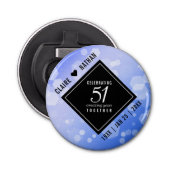 Elegant 51st Sapphire Wedding Jubileum Button Flesopener (Voorkant)