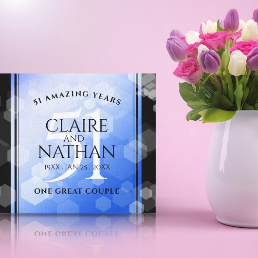 Elegant 51st Sapphire Wedding Jubileum Canvas Afdruk