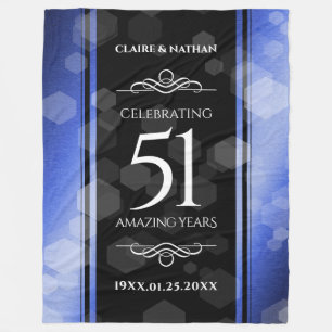 Elegant 51st Sapphire Wedding Jubileum Fleece Deken