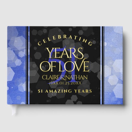 Elegant 51st Sapphire Wedding Jubileum Gastenboek (Voorkant)