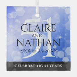 Elegant 51st Sapphire Wedding Jubileum Glas Ornament