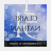 Elegant 51st Sapphire Wedding Jubileum Glas Ornament (Achterkant)