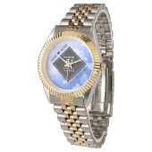 Elegant 51st Sapphire Wedding Jubileum Horloge (Gekanteld)