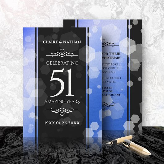 Elegant 51st Sapphire Wedding Jubileum Kaart