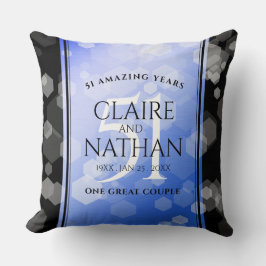 Elegant 51st Sapphire Wedding Jubileum Kussen