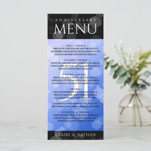 Elegant 51st Sapphire Wedding Jubileum Menu (Staand voorkant)