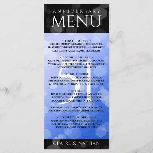 Elegant 51st Sapphire Wedding Jubileum Menu (Voorkant)