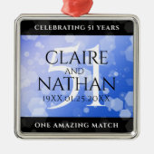 Elegant 51st Sapphire Wedding Jubileum Metalen Ornament (Voorkant)