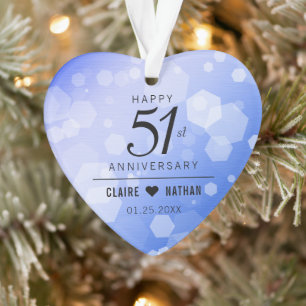 Elegant 51st Sapphire Wedding Jubileum Ornament