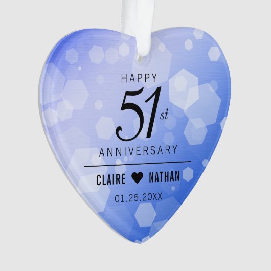 Elegant 51st Sapphire Wedding Jubileum Ornament (voorkant)