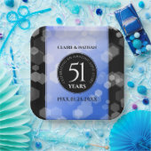 Elegant 51st Sapphire Wedding Jubileum Papieren Bordje (Feest)